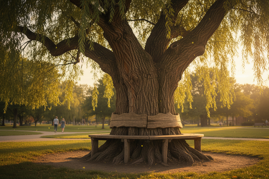The Storyteller’s Bench Beneath the Willows