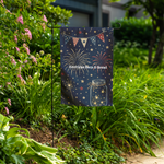 Small Double Sided Garden Flag Navy - 12.5x18 inch dimensions graphic | Our Phoenix Rise