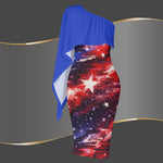 Patriotic One Shoulder Galaxy Flag Dress - American Pride | USA S-6XL