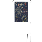 Small Double Sided Garden Flag Navy - displayed on stand in garden | Our Phoenix Rise