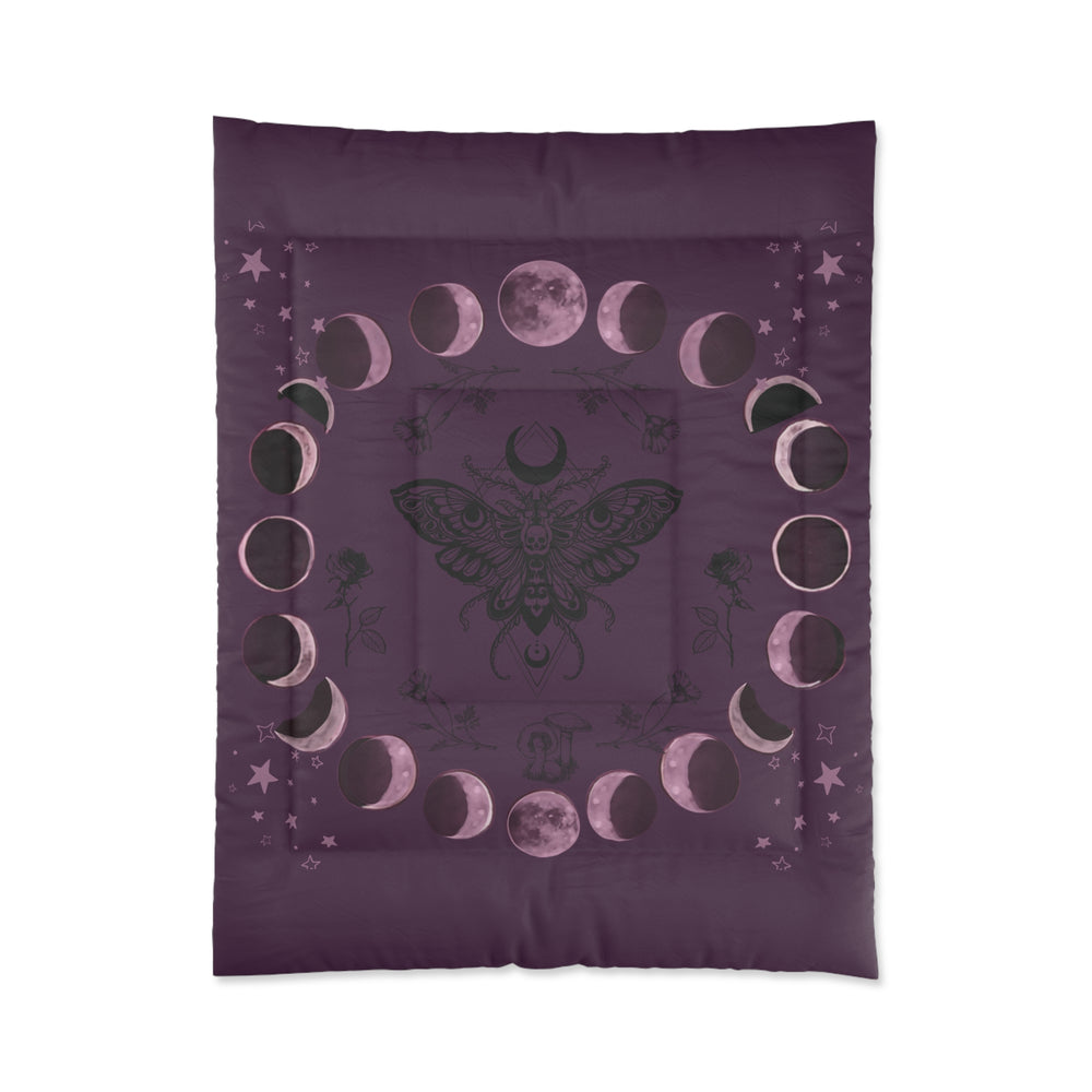 Moon Phase Comforter – Purple Moth & Celestial Bedding