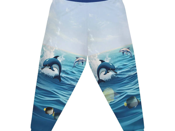 Unisex Ocean Waves Joggers - Dolphin Print Athletic Joggers - Iron Phoenix GHG