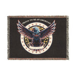 Patriotic Eagle Woven Blanket — "Proud to Be an American" Throw