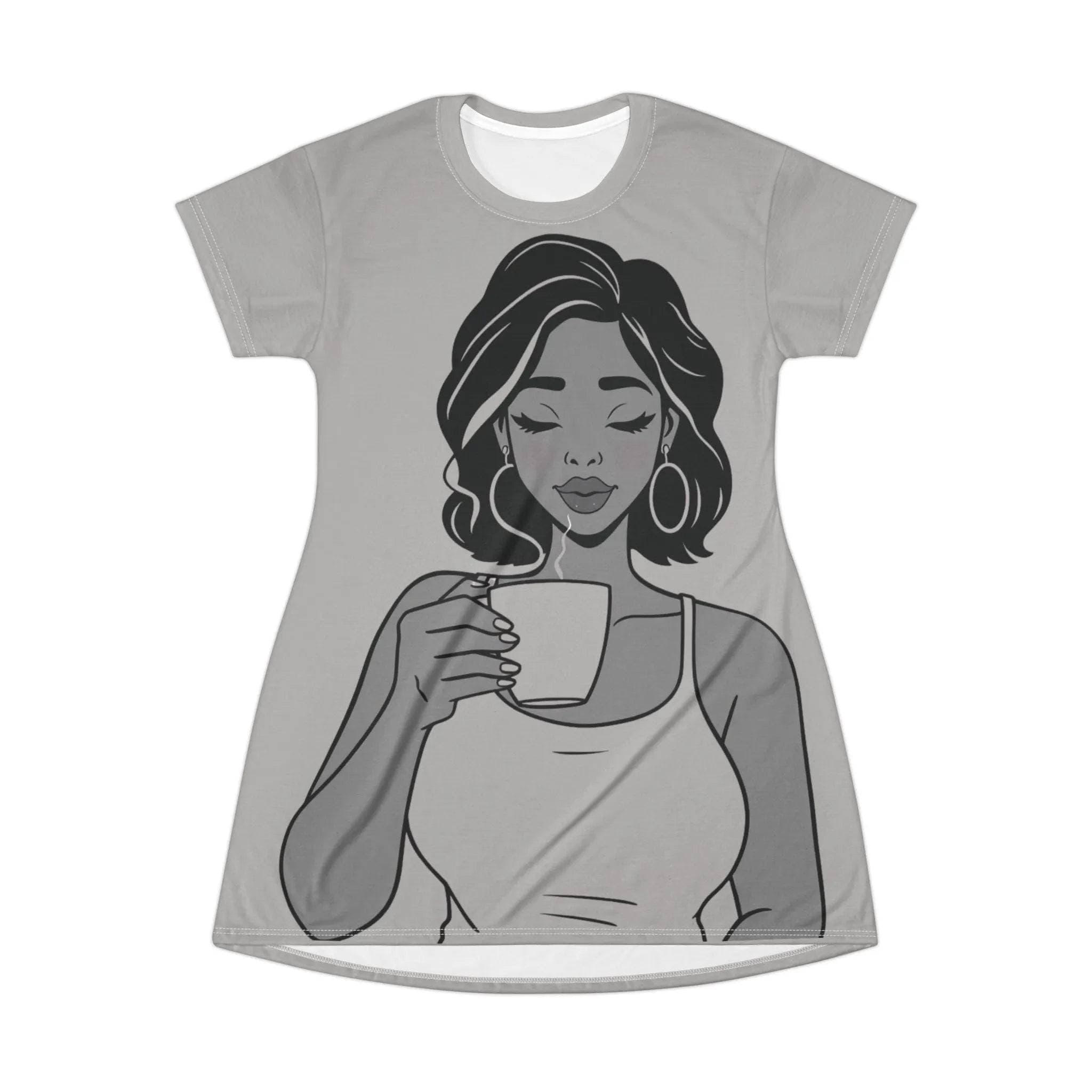 Morning Ritual Coffee T-Shirt Dress Black XS-2XL