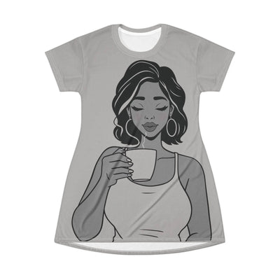 "Morning Ritual" Coffee T-Shirt Dress| Iron Phoenix GHG - Iron Phoenix GHG
