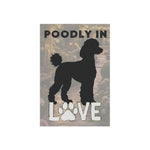 Poodle Silhouette LOVE Garden Flag | House Banner, Paw Print Decor