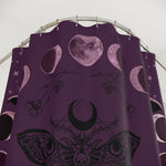 Moon Phase Moth Shower Curtain — Gothic Celestial Bathroom Decor