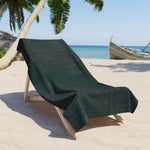 Dark Teal Geometric Beach Towel — Subtle Tribal Pattern for Coastal & Pool Days