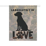 Labrador silhouette with paw LOVE Garden Flag | House Banner
