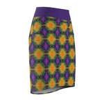 Purple and Yellow Women's Pencil Skirt, Relaxed Vibe Summer Fashion, Casual Office Wear, Stretchy Bodycon Skirt, Comfy Work Attire, Fun - Iron Phoenix GHG