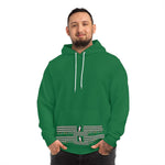 Holiday Penguin Pattern Hoodie — Festive Green Christmas Sweatshirt