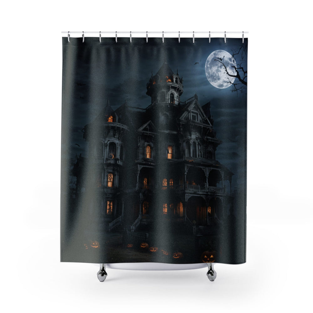 Haunted Mansion Shower Curtain – Spooky Moonlit Gothic Bathroom Decor