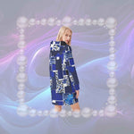 Geometric Print Hoodie Dress - Purple abstract pattern back view model | Our Phoenix Rise