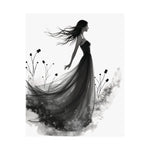 "Whispers of the Wind" - Elegant Black & White Satin Art Print - Wall Art - Iron Phoenix GHG