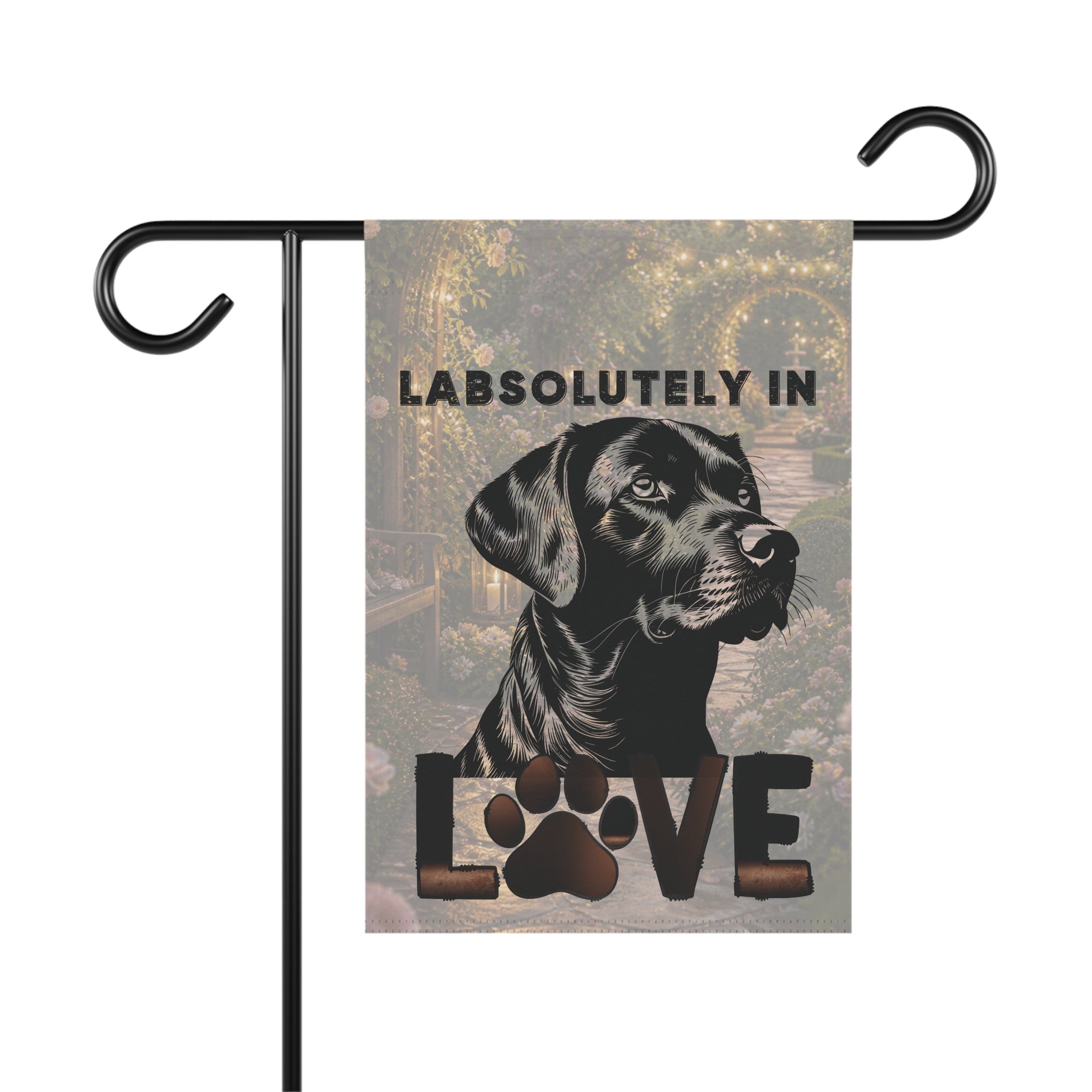 Labsolutely in Love Labrador Garden Flag | House Banner, Dog Paw Decor