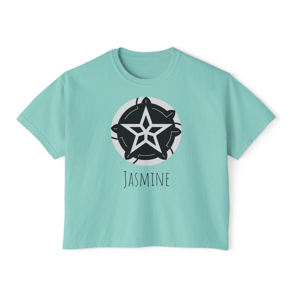 Women's Boxy Tee — Personalized Star Logo 'Jasmine' Crop Tee with 'Dream Big' Back