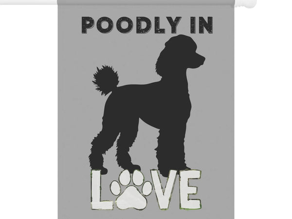 Dog Lover's Garden Banner, Poodle in Love Flag, Outdoor Décor, Pet Memorial, Garden Decoration, Dog Mom Gift, Customizable Banner - Iron Phoenix GHG