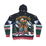 Gamer Christmas Hoodie Pixel Art - Back view 'Sleighing It!' gamer Santa with controllers | Our Phoenix Rise