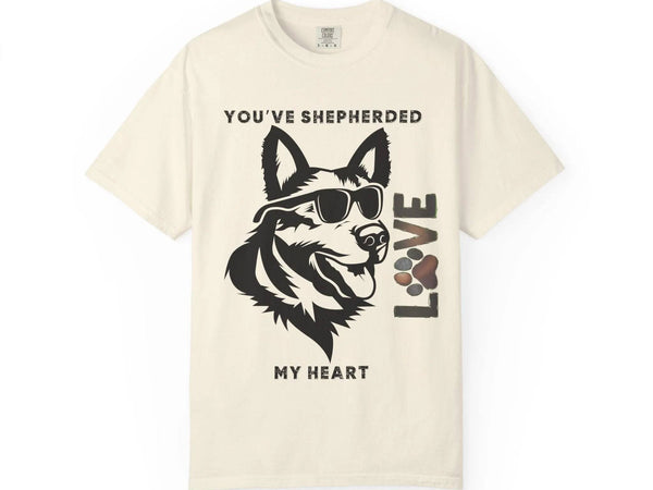German Shepherd T-shirt - 'Shepherded My Heart' Comfort Tee - Iron Phoenix GHG