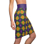 Purple and Yellow Women's Pencil Skirt, Relaxed Vibe Summer Fashion, Casual Office Wear, Stretchy Bodycon Skirt, Comfy Work Attire, Fun - Iron Phoenix GHG