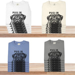 Pug in Love T-Shirt - Washed Denim, female model outdoors | Our Phoenix Rise