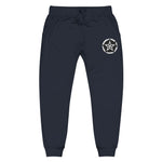 Embroidered Star Compass Sweatpants — White Fleece Joggers
