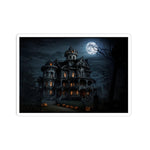 Haunted Mansion Halloween Sticker — Moonlit Spooky House Kiss-Cut Decal