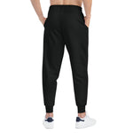 Black Athletic Joggers with Red Rose & Dagger Graphic — Rock Tattoo Style Sweatpants
