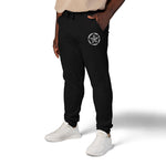 Embroidered Star Compass Sweatpants — White Fleece Joggers