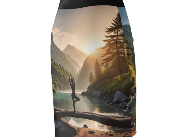 Yoga Pencil Skirt - Serene Lake Scene Design Workout Skirt - Iron Phoenix GHG