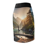 Yoga Pencil Skirt - Serene Lake Scene Design Workout Skirt - Iron Phoenix GHG