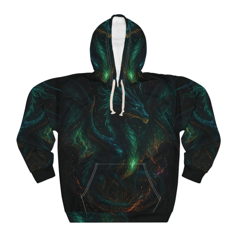 Green Dragon Pullover Hoodie Black XS-2XL