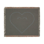 Oversized Heart Woven Blanket | Cozy Throw, Fringe Edge, Minimal Heart Design