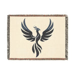 Phoenix Silhouette Woven Blanket | Tribal Bird Throw, Boho Home Decor