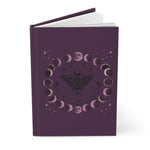Moon Phase Hardcover Journal — Mystical Moth Notebook for Moon Magic & Wiccan Planning