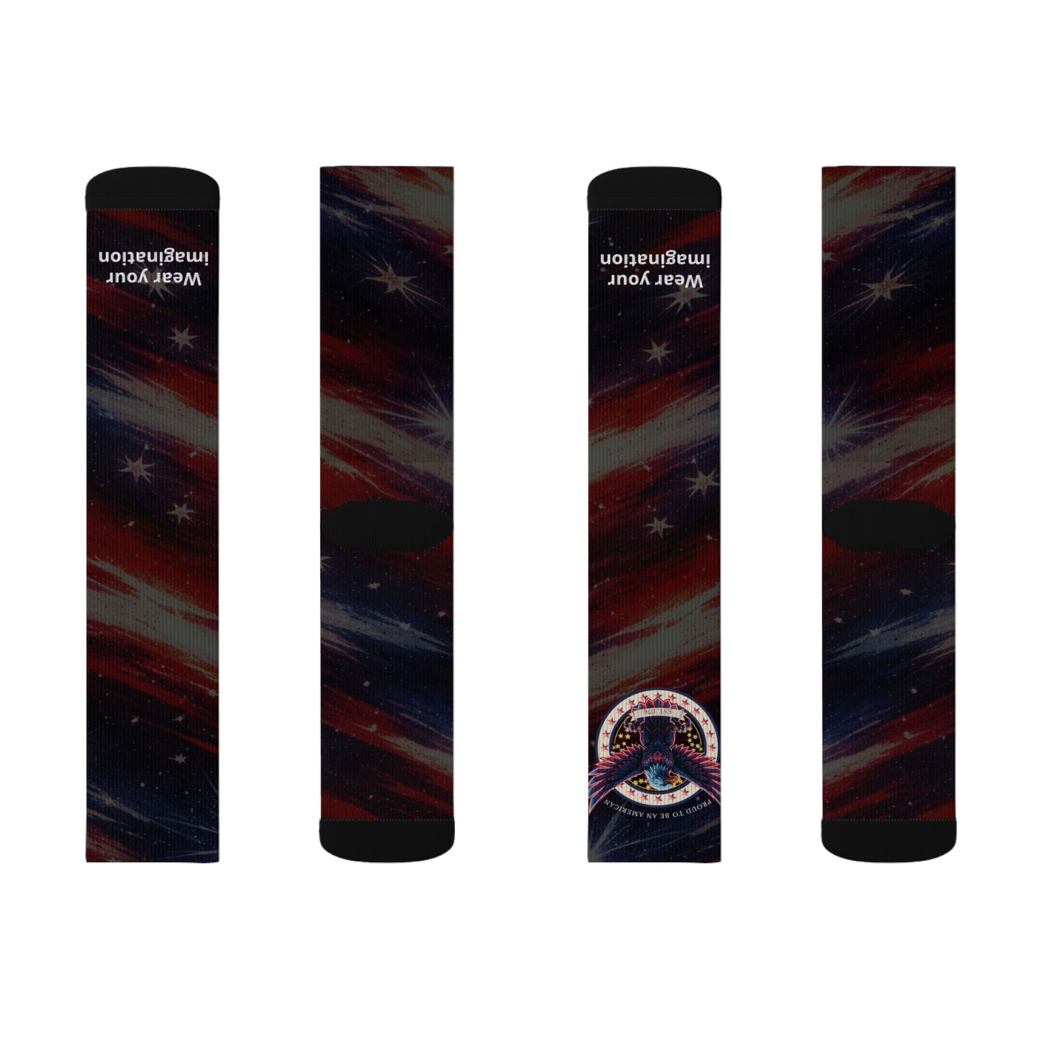 American Flag Sublimation Socks — Patriotic Eagle Graphic Crew Socks