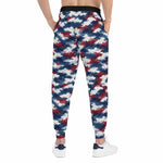 Patriotic Blue Red Houndstooth Joggers — All-Over Print Athletic Sweatpants