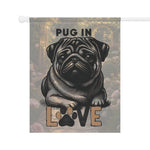 Pug Love Garden Banner, Pet Lover Decor, Dog Lover Gift, Outdoor Flag, Home & Garden Decoration