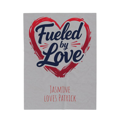 Personalized Plush Blanket - 'Fueled by Love' - Cozy Gift for Couples - Iron Phoenix GHG