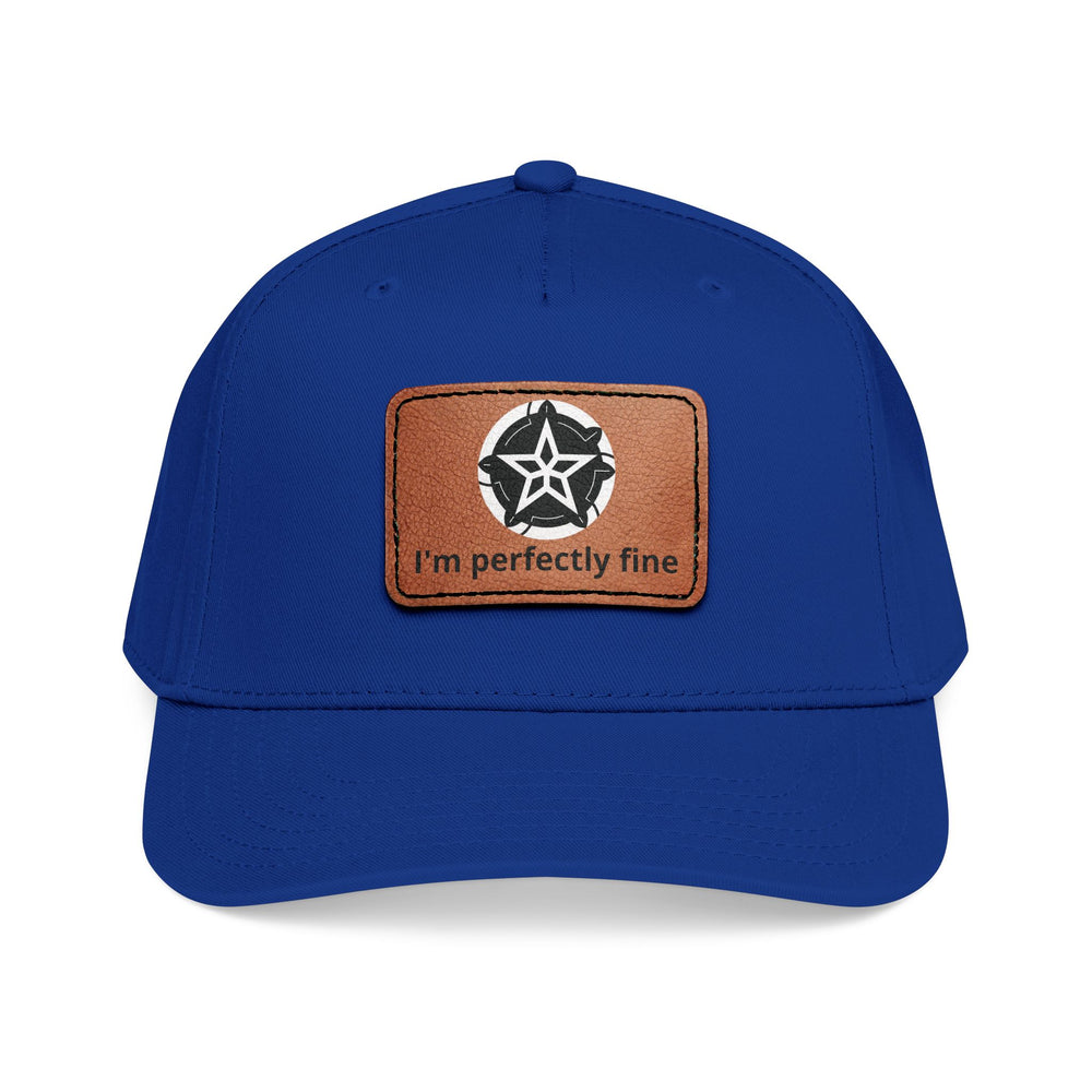 Baseball Cap — Leather Patch “I’m Perfectly Fine” Star Emblem