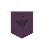 Moth & Moon Pennant Banner — Gothic Botanical Wall Flag