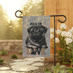 Pug Love Garden Banner, Pet Lover Decor, Dog Lover Gift, Outdoor Flag, Home & Garden Decoration