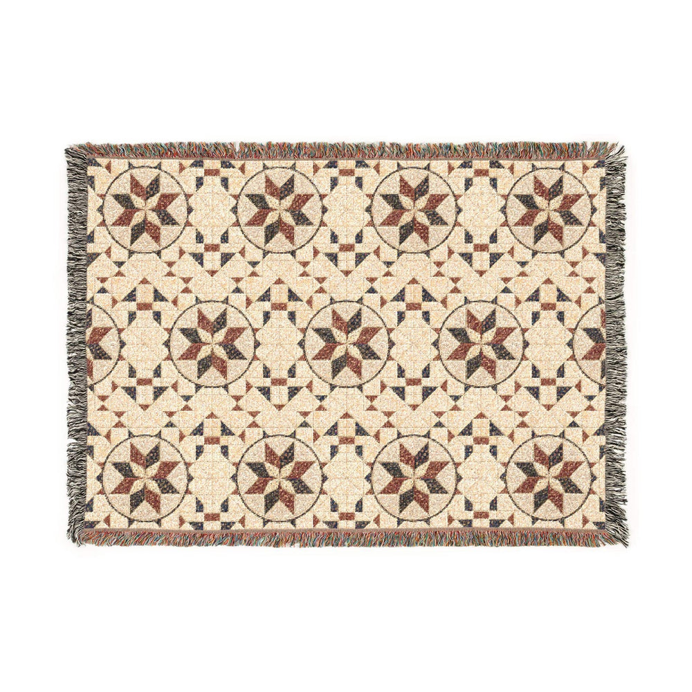 Patchwork Star quilt pattern Woven Blanket | farmhouse boho throw