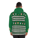 Holiday Penguin Pattern Hoodie — Festive Green Christmas Sweatshirt