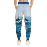 Unisex Ocean Waves Joggers - Dolphin Print Athletic Joggers - Iron Phoenix GHG