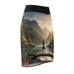 Yoga Pencil Skirt - Serene Lake Scene Design Workout Skirt - Iron Phoenix GHG