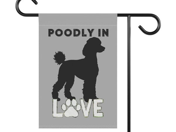 Dog Lover's Garden Banner, Poodle in Love Flag, Outdoor Décor, Pet Memorial, Garden Decoration, Dog Mom Gift, Customizable Banner - Iron Phoenix GHG