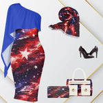 Patriotic One Shoulder Galaxy Flag Dress - American Pride | USA S-6XL