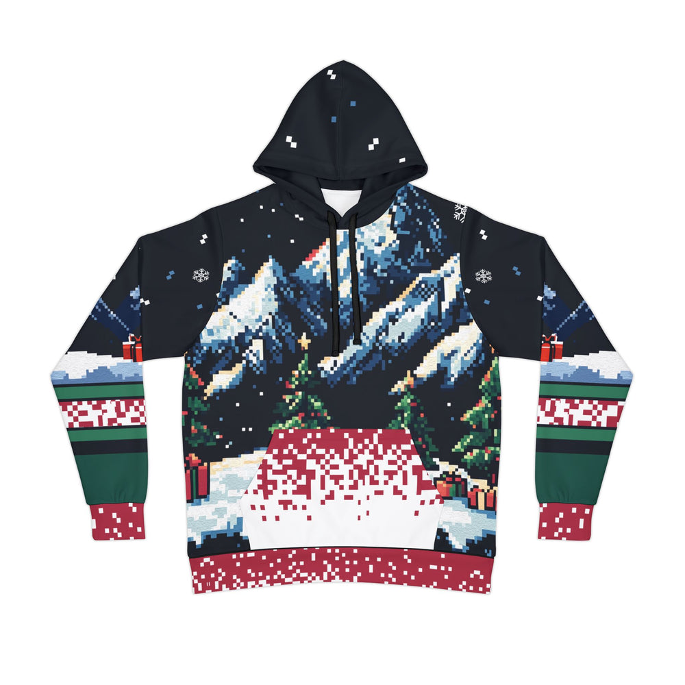 Gamer Christmas Hoodie Pixel Art Black XS-4XL