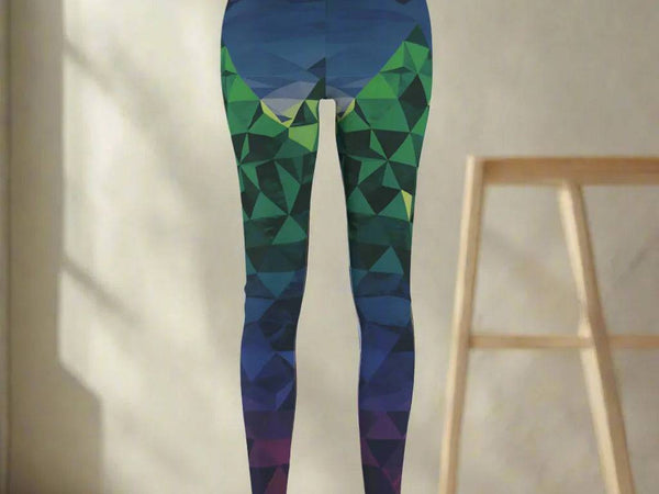 Vibrant Geometric Leggings for Active Women, Yoga Pants, Fitness Wear, Casual Style, Unique Athleisure Outfit, Gym Leggings - Iron Phoenix GHG
